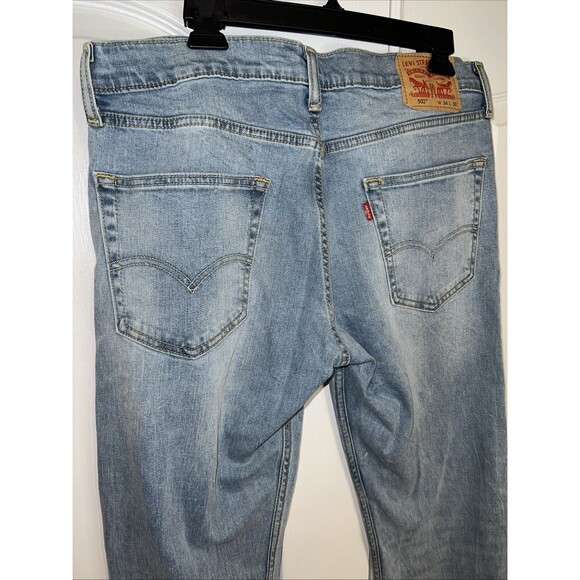 Levi’s 502 Jeans Mens W34 x L30 Blue Light Wash Red Tab Straight Leg Stretch - Picture 6 of 16
